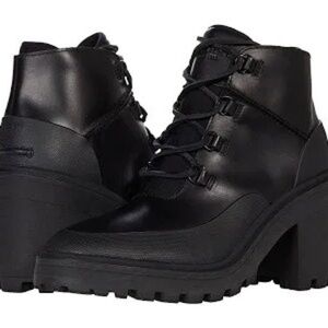 Sperry Women’s Pretty Tough Boot Black Leather Lug Sole Heeled Ankle Boots 8